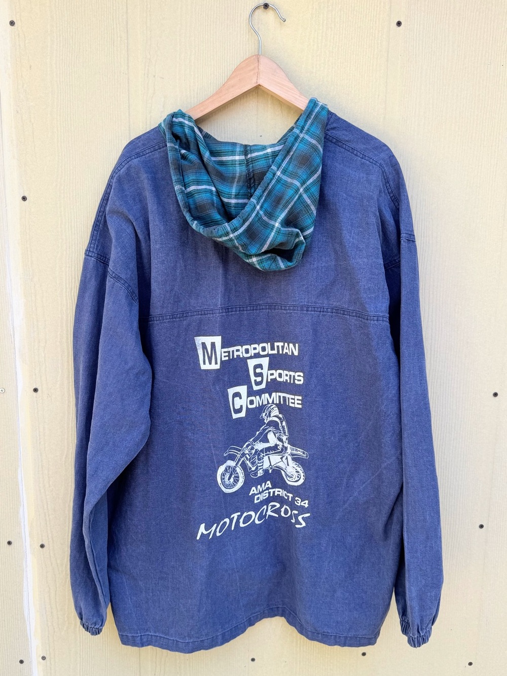 90s No Fear Hoodie XL Baggy Faded Blue Motocross Skater Surfwear USA Made